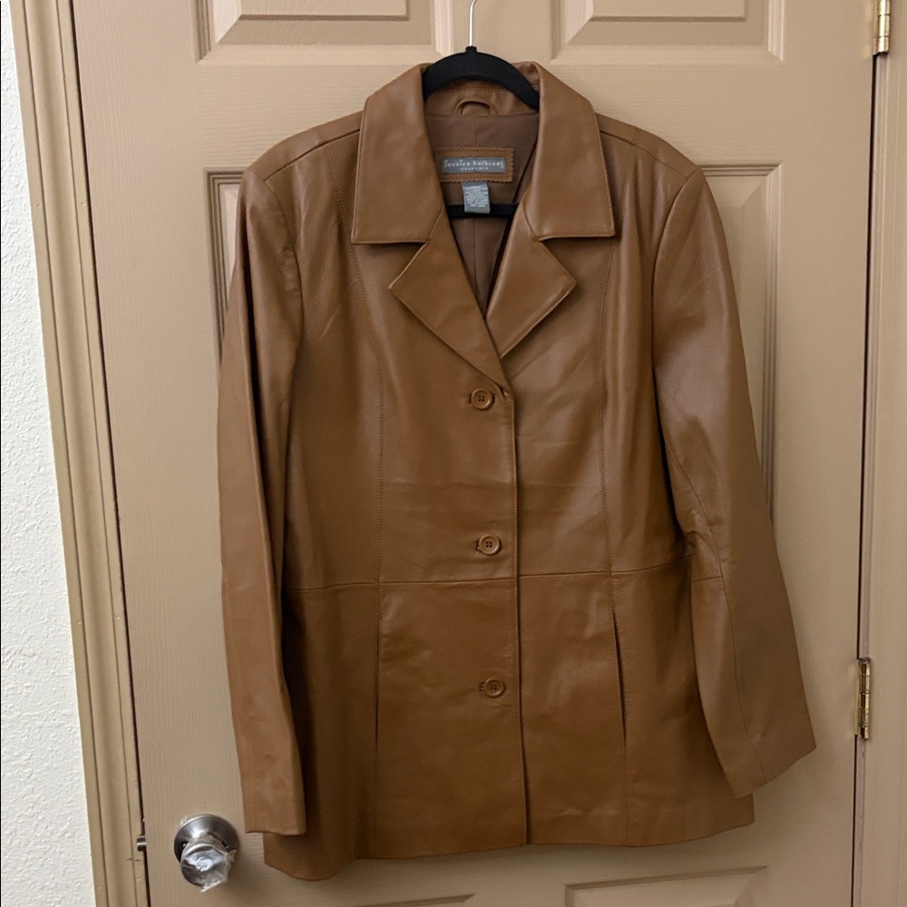 Elegant Vintage Tan Genuine Leather Jacket